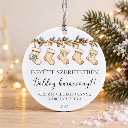 Egyedi családi karácsonyfadísz nevekkel