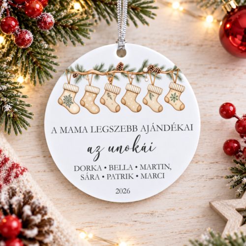 Egyedi családi karácsonyfadísz nevekkel