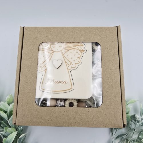 Karácsonyi ajándékcsomag angyaldísszel, tollal és kulcstartóval