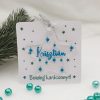 Akrilüveg csillag karácsonyfadísz ajándékkártyán - kékeszöld