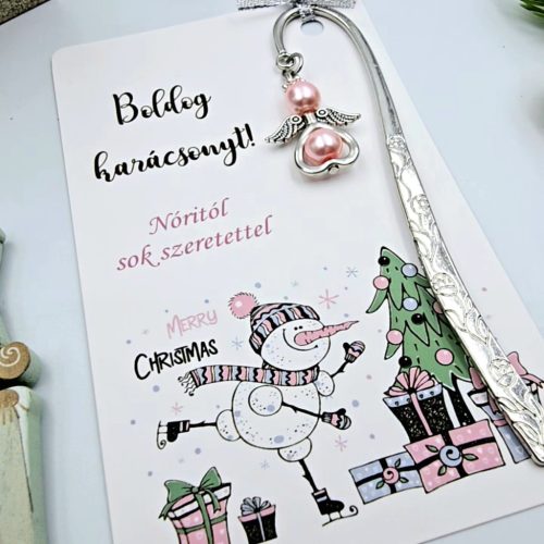 Angyalkás könyvjelző karácsonyi ajándékkártyán - 1.