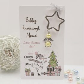   Angyalkás csillag kulcstartó karácsonyi ajándékkártyán - 1.