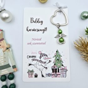   Angyalkás szív kulcstartó karácsonyi ajándékkártyán - 1.