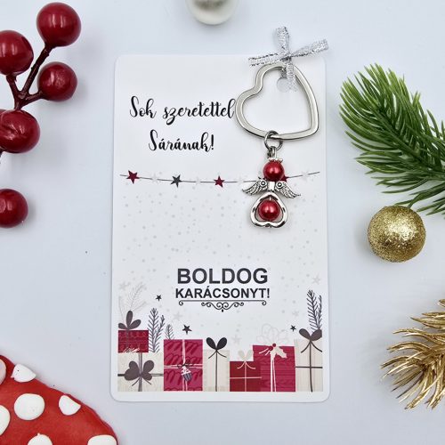 Angyalkás szív kulcstartó karácsonyi ajándékkártyán - 10.