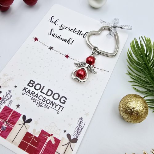 Angyalkás szív kulcstartó karácsonyi ajándékkártyán - 10.