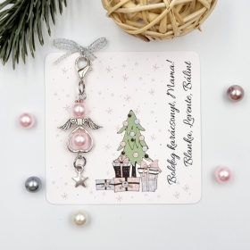   Angyalka dísz karabinerrel, karácsonyi ajándékkártyán - 1.