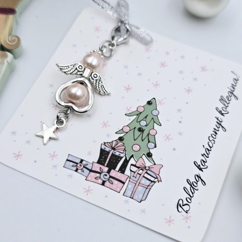 Angyalka dísz karabinerrel, karácsonyi ajándékkártyán - 1.