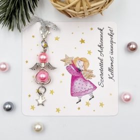   Angyalka dísz karabinerrel, karácsonyi ajándékkártyán - 2.