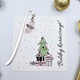   Rózsaszín angyalkás mini könyvjelző ajándékkártyával 