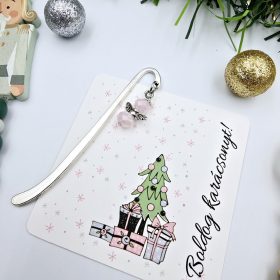   Rózsaszín angyalkás mini könyvjelző ajándékkártyával 
