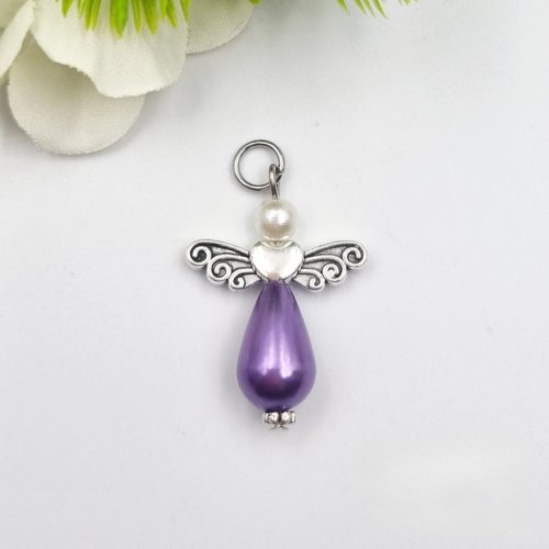 5 db gyöngy angyalka charm - vegyes szín