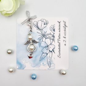 Ajándék tanító néninek, óvó néninek, angyalka dísz karabinerrel, ajándékkártyán pedagógusoknak