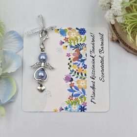 Ajándék tanító néninek, óvó néninek, angyalka dísz karabinerrel, ajándékkártyán pedagógusoknak 