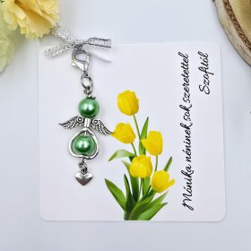 Ajándék tanító néninek, óvó néninek, angyalka dísz karabinerrel, ajándékkártyán pedagógusoknak