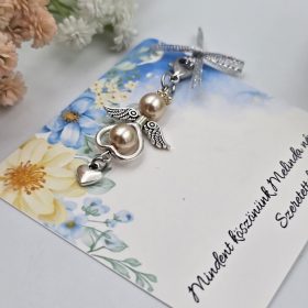 Ajándék tanító néninek, óvó néninek, angyalka dísz karabinerrel, ajándékkártyán pedagógusoknak