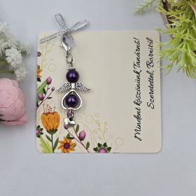 Ajándék tanító néninek, óvó néninek, angyalka dísz karabinerrel, ajándékkártyán pedagógusoknak