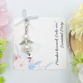 Angyalka dísz karabinerrel, ajándékkártyán pedagógusoknak