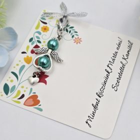 Ajándék tanító néninek, óvó néninek, angyalka dísz karabinerrel, ajándékkártyán pedagógusoknak 