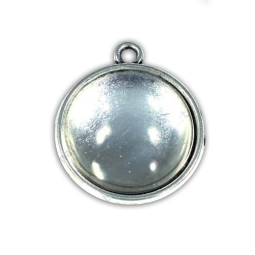 Kiegészítő ezüst színű üveglencsés medál kulcstartóhoz, saját fényképpel - 3 cm