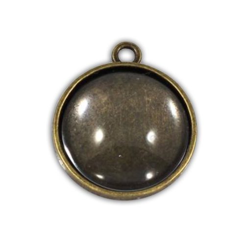 Kiegészítő bronz színű üveglencsés medál kulcstartóhoz, szöveggel - 3 cm
