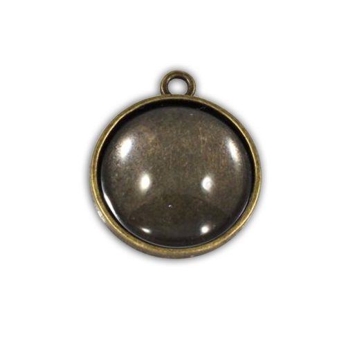 Kiegészítő bronz színű üveglencsés medál kulcstartóhoz, saját fényképpel- 2,5 cm