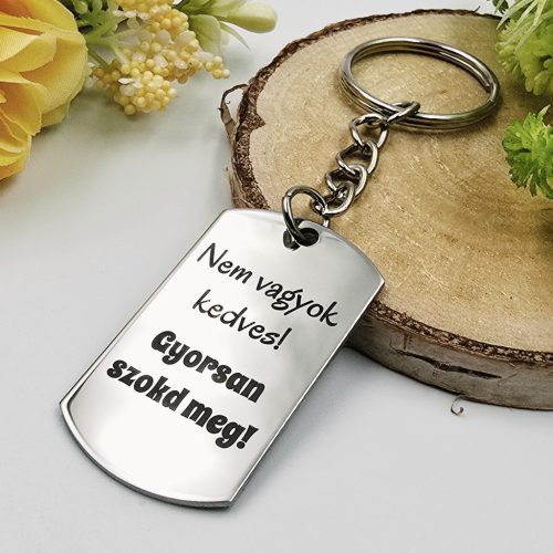 „Nem vagyok kedves! Gyorsan szokd meg!” kulcstartó